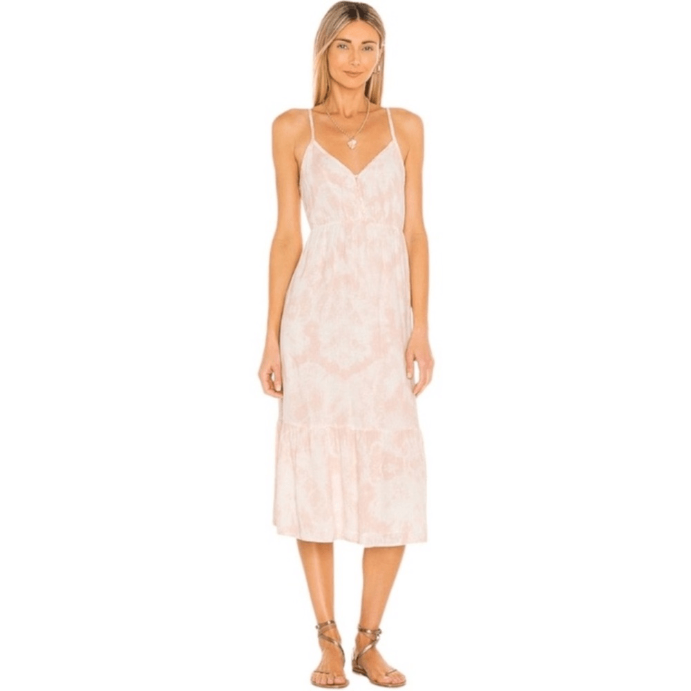 Revolve RAILS Delilah Linen Midi Dress in Peach Pink Tie Dye Size Medium