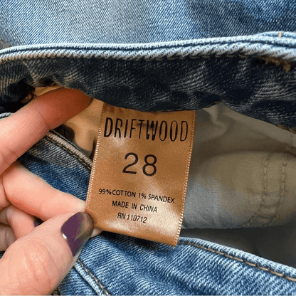 Driftwood Gizelle Aztec Embroidered Girlfriend Slim Jeans Size 28 Medium Wash