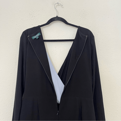 Lauren Ralph Lauren Alexie Long Sleeve Sheath Dress Size 14 Black and Gray