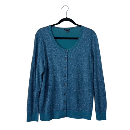 Talbots Metallic Shimmer Cardigan Sweater Plus Size 1X Holiday Festive