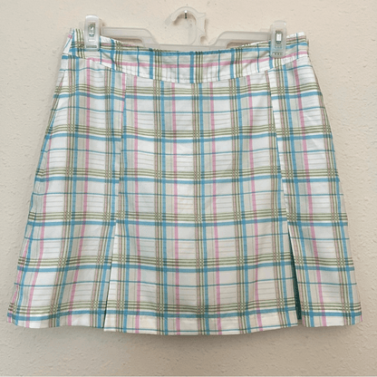 Athleta Pastel Plaid Pleated Golf Skirt Size 12
