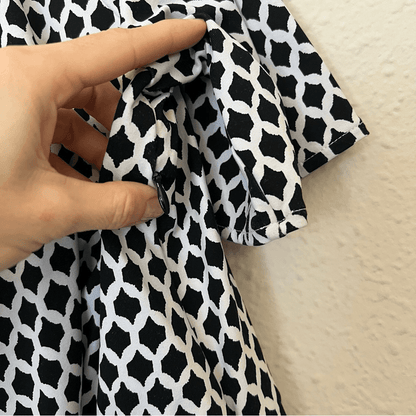 Talbots Black & White Faux Wrap A-line Printed Dress Size XL