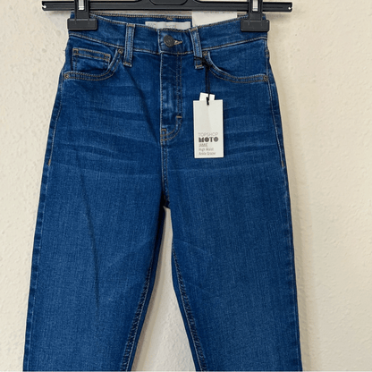 Topshop Moto Jamie High Waist Ankle Grazer Medium Wash Skinny Jeans NEW Size 25