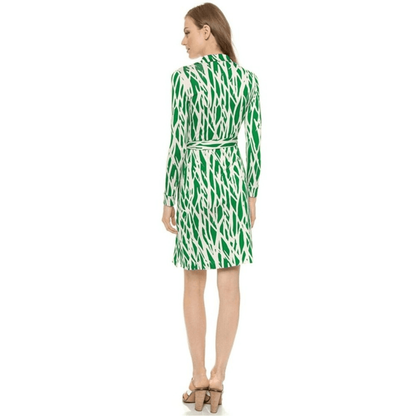Diane von Furstenberg New Jeanne Two Silk Wrap Mini Dress Size 2 Long Sleeve