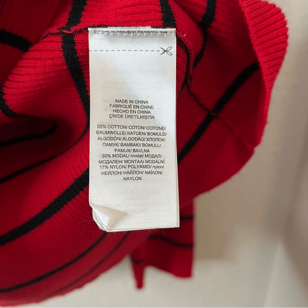 Lauren Ralph Lauren Striped Cotton Blend Ribbed Turtleneck Sweater Red Size 3X