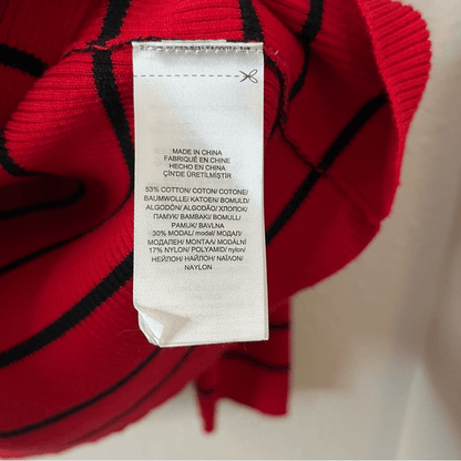 Lauren Ralph Lauren Striped Cotton Blend Ribbed Turtleneck Sweater Red Size 3X