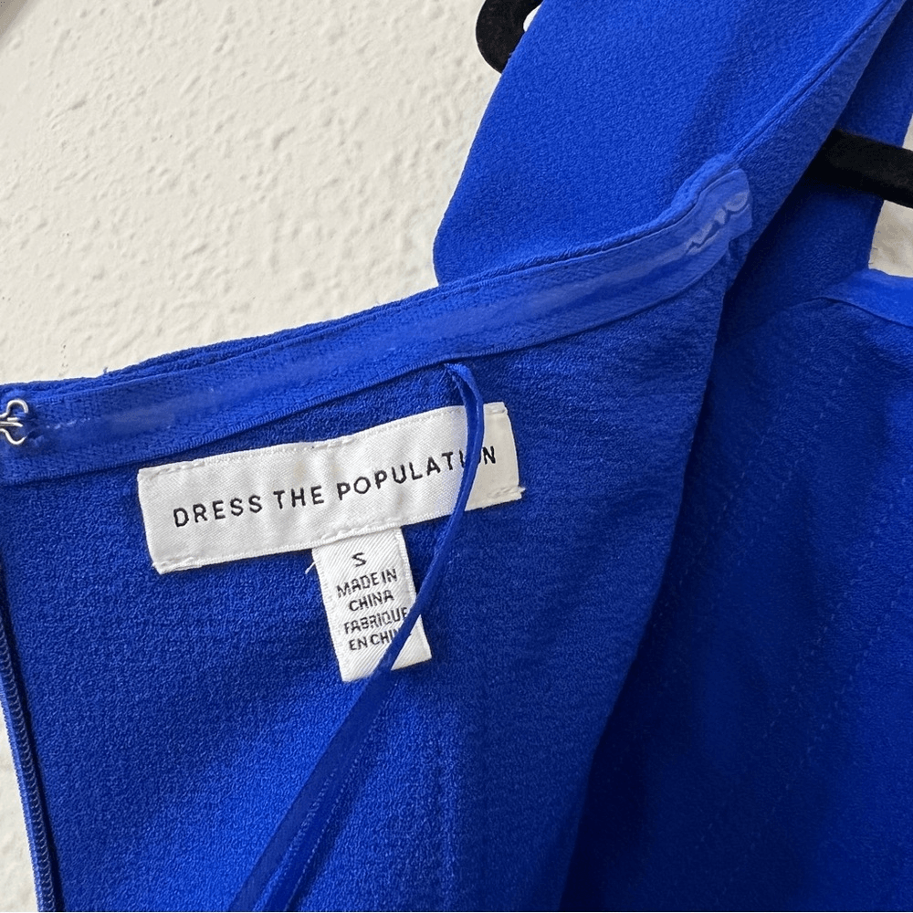 Dress the Population Bailey Dress in Electric Blue Size Small Off the Shoulder