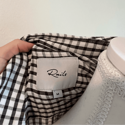 RAILS Josephine Gingham Button Down Shirt Black White Size Medium