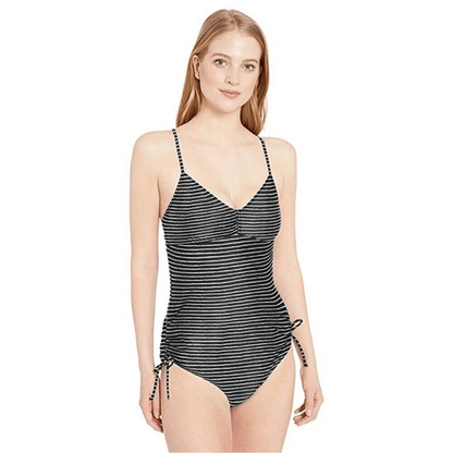 Prana Moorea Striped One Piece Swimsuit NEW Size XL Black White