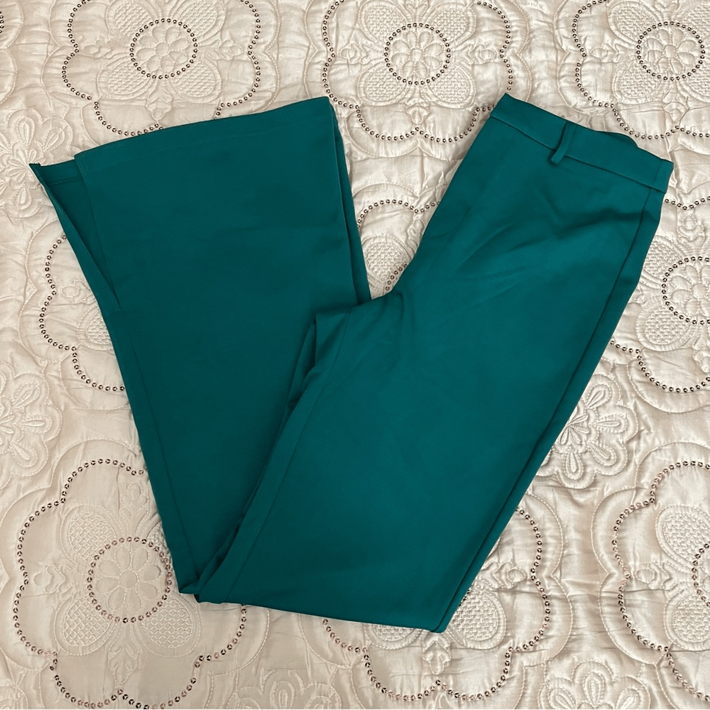 Anthropologie Flat White Flare Pants in Green NEW Size Medium