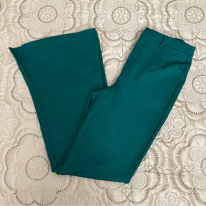 Anthropologie Flat White Flare Pants in Green NEW Size Medium