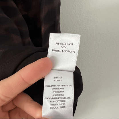 RAILS Indi Umber Leopard Long Sleeve Boho Blouse Size Medium