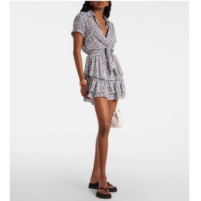 Poupette St Barth Branda Floral Tiered Shirt Mini Dress Size Medium