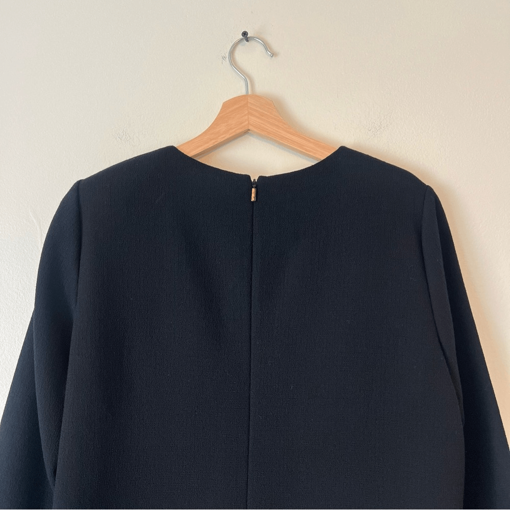 Lafayette 148 New York Giovanetta Embellished Black Dress Wool Size M