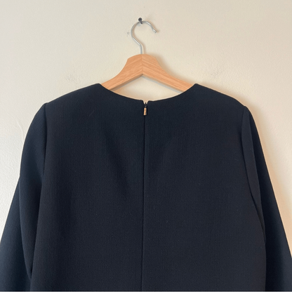 Lafayette 148 New York Giovanetta Embellished Black Dress Wool Size M