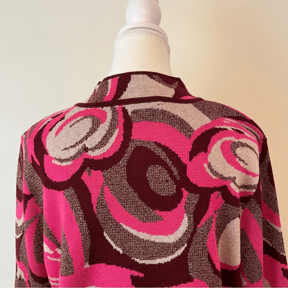 Boston Proper Jacquard Merino Wool Mock Neck Sweater Size L in Pink