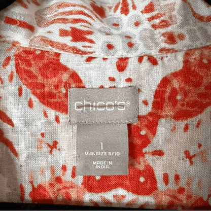 Chico’s Petite Medallion-Print Linen Tunic Top Size 8/10