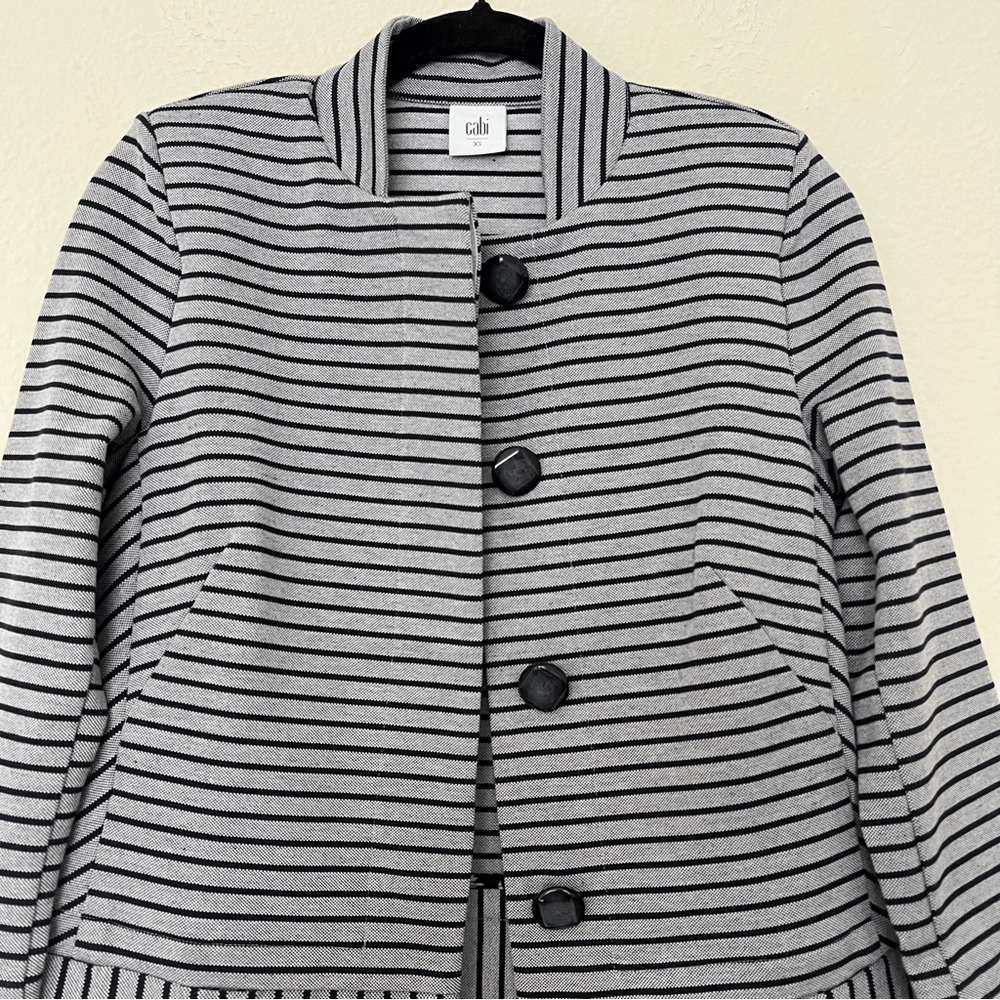 CABI Navy Blue Dappled Stripe Car Coat Size XS