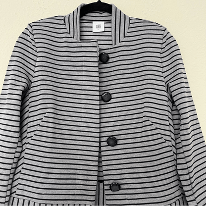 CABI Navy Blue Dappled Stripe Car Coat Size XS