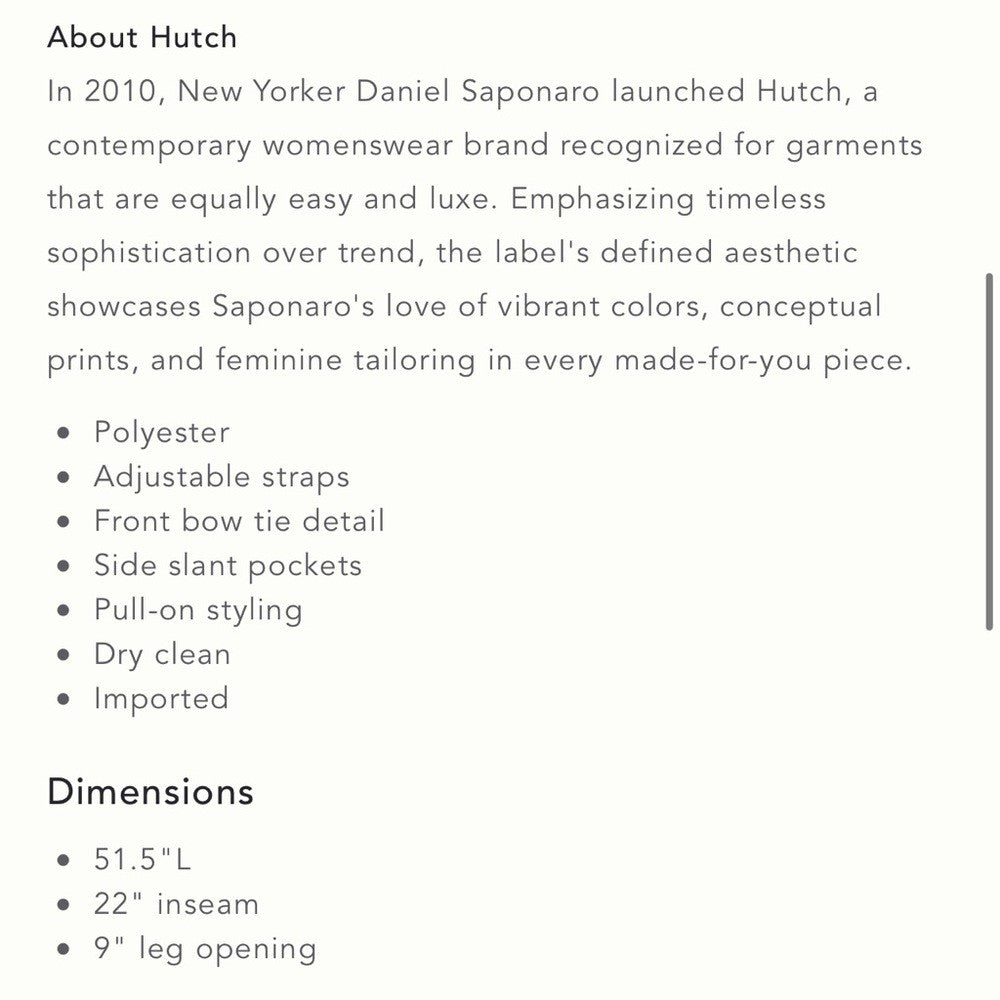 Anthropologie Hutch Satin Bow-Tie Jumpsuit NEW Size Medium