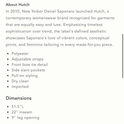 Anthropologie Hutch Satin Bow-Tie Jumpsuit NEW Size Medium