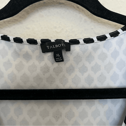 Talbots Black & White Faux Wrap A-line Printed Dress Size XL