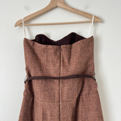 Anthropologie Molly New York Verite Tweed Sheath Mini Dress NEW Sz 8 Rust Brown
