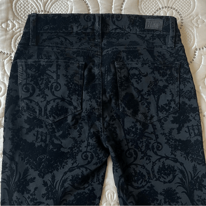 Paige Hoxton Floral Ankle Black Pants Size 26