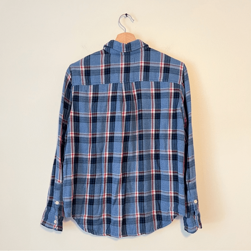 Madewell Flannel Plaid Button Down Shirt Size Small Long Sleeve in Blue