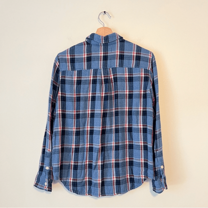 Madewell Flannel Plaid Button Down Shirt Size Small Long Sleeve in Blue