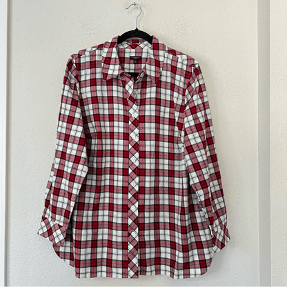 Talbots Classic Plaid Button Down Shirt Holiday NEW Plus Size 1X