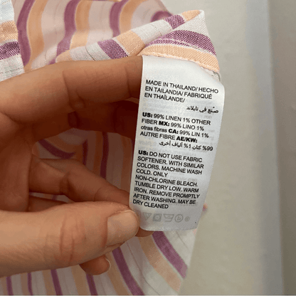 Chico’s Linen Metallic Striped Roll-Tab Button Front Shirt NEW Size 1