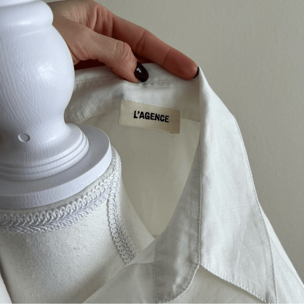 L’Agence Long Sleeve Textured Silk Button Down Shirt Blouse Size Small