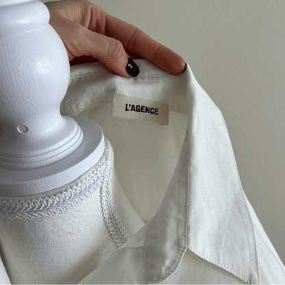 L’Agence Long Sleeve Textured Silk Button Down Shirt Blouse Size Small