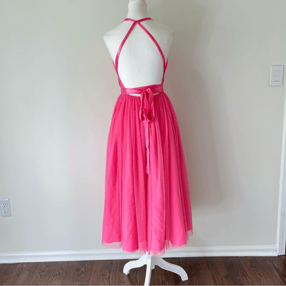 ASOS Tulle TuTu Halter Midi Dress NEW Size 4 Pink Prom Homecoming