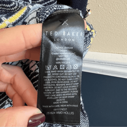 TED BAKER Holliis Chevron Sweater Knit Collared Polo Midi Dress