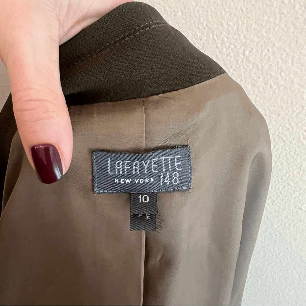 Lafayette 148 New York Wool Blazer Size 10 Olive Green