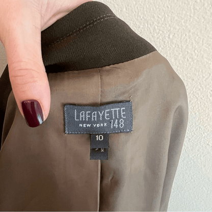 Lafayette 148 New York Wool Blazer Size 10 Olive Green