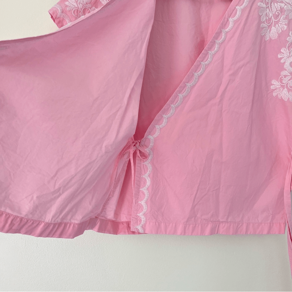 Madewell Embroidered Wrap Blouse Top Size XS in Pink