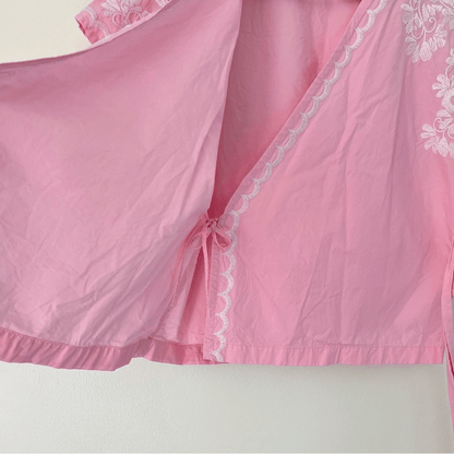 Madewell Embroidered Wrap Blouse Top Size XS in Pink