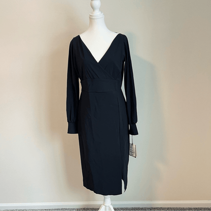 Chiara Boni La Petite Robe Iza Black Dress NEW Size 14 Long Sleeve Formal