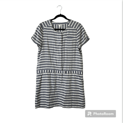 J. Crew Striped Short Sleeve Chambray Mini Dress Size 10