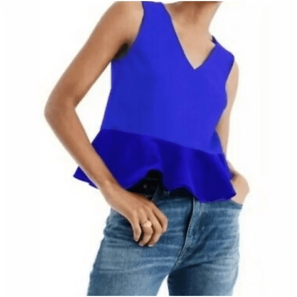 J. Crew Royal Blue Peplum Tank Top NEW Size Small