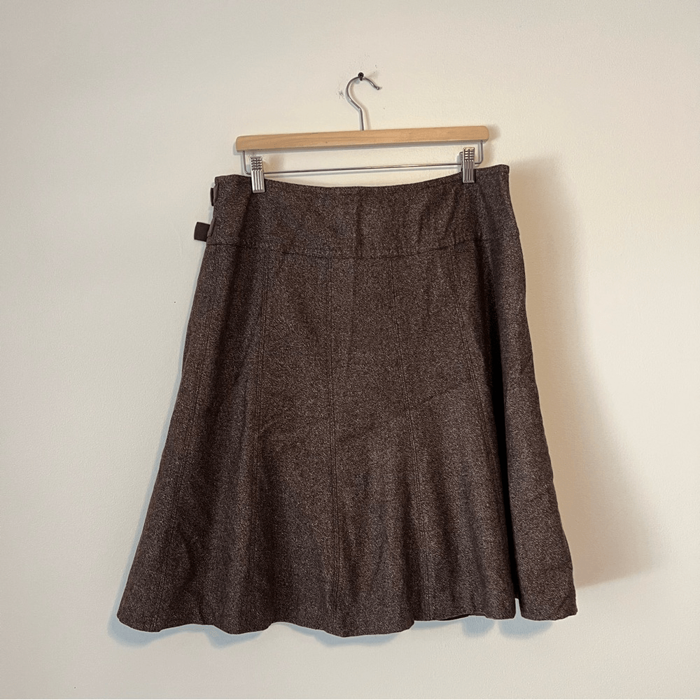 Sundance Brown Wool Wrap Mini Skirt Size 16 A-line Academia
