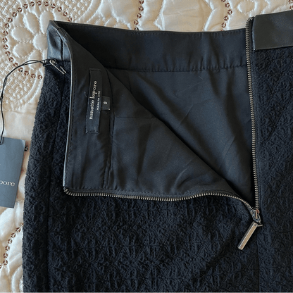 Nanette Lepore Textured Black Pencil Mini Skirt NEW Size 0
