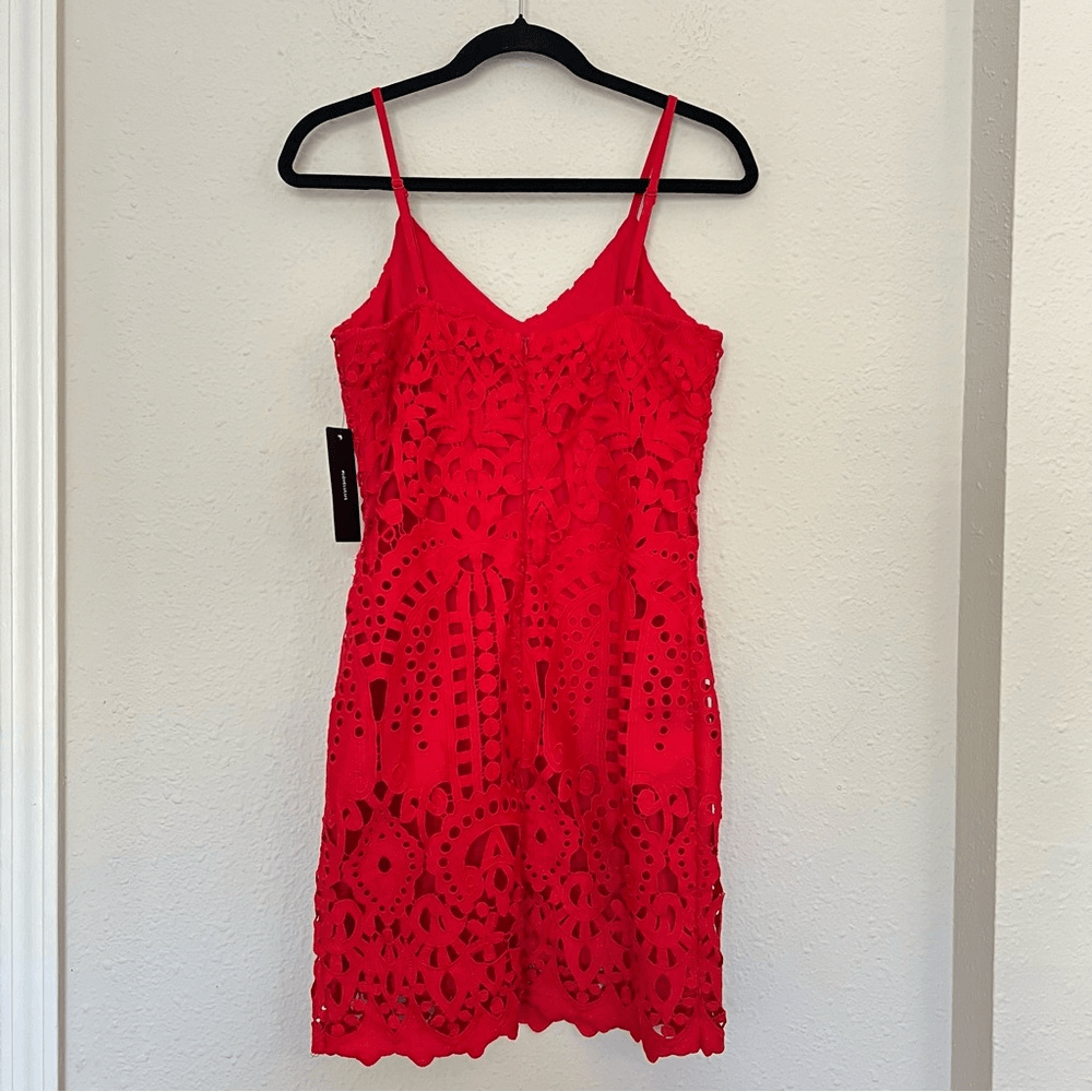 Lulu's Perfect Love Red Lace Eyelet Mini Dress NEW Size Medium