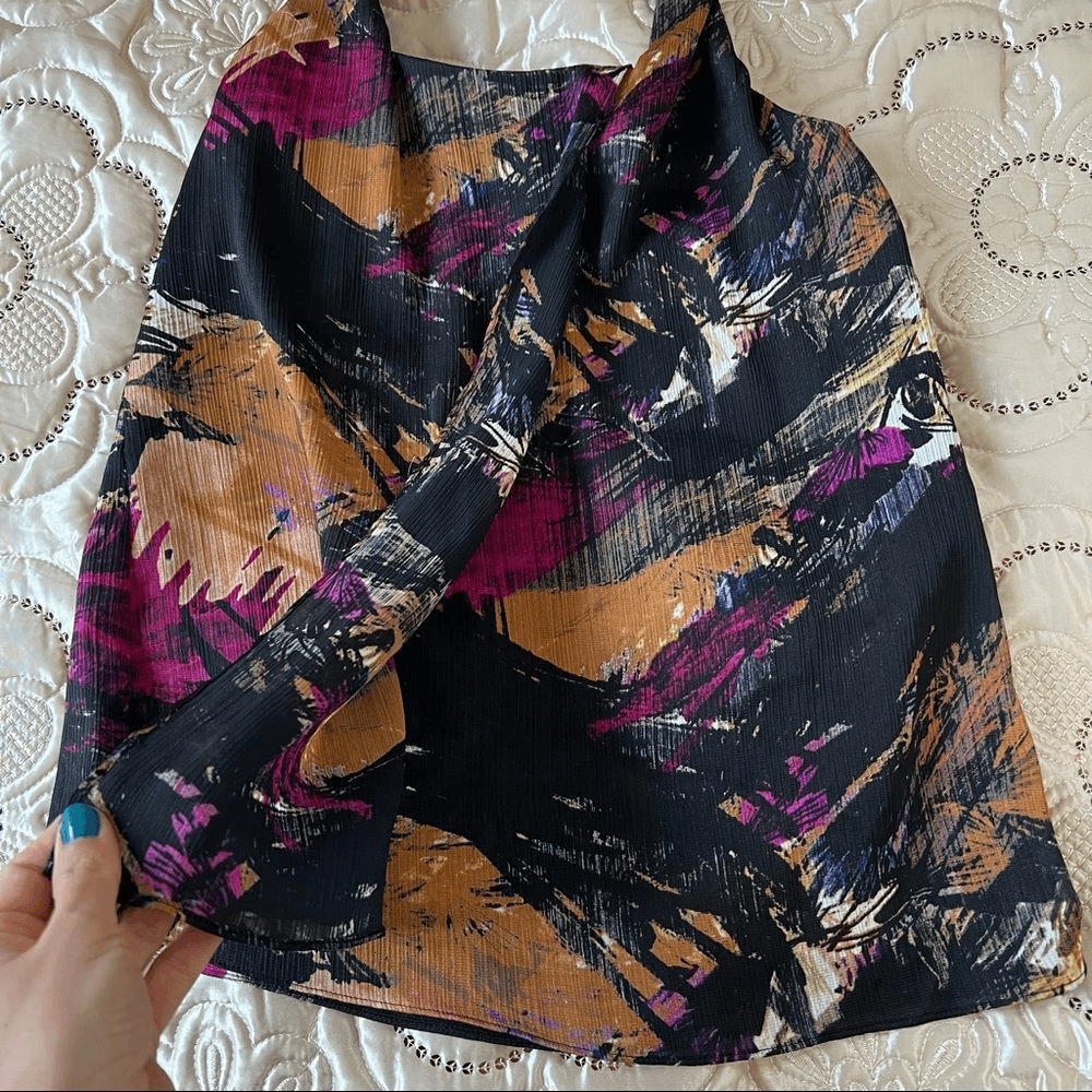 Ann Taylor Black Multi Color Halter Top Size 2