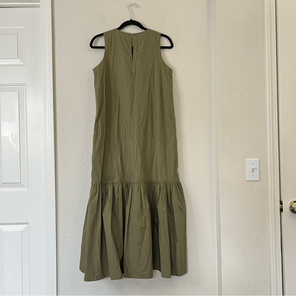 The Frankie Shop LouLou Flouncy Hem Maxi Dress NEW Size Small in Khaki