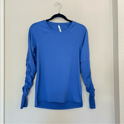 Fabletics Periwinkle Blue Cashel Adjustable Long Sleeve Cinched Top Size XS