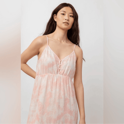 Revolve RAILS Delilah Linen Midi Dress in Peach Pink Tie Dye Size Medium